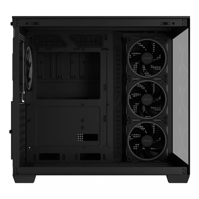 PC-Gehäuse ASUS A32 PLUS ATX, schwarz — gehärtetes Glas, RGB-Lüfter, USB-C, unterstützt ATX/Micro-ATX/Mini-ITX
