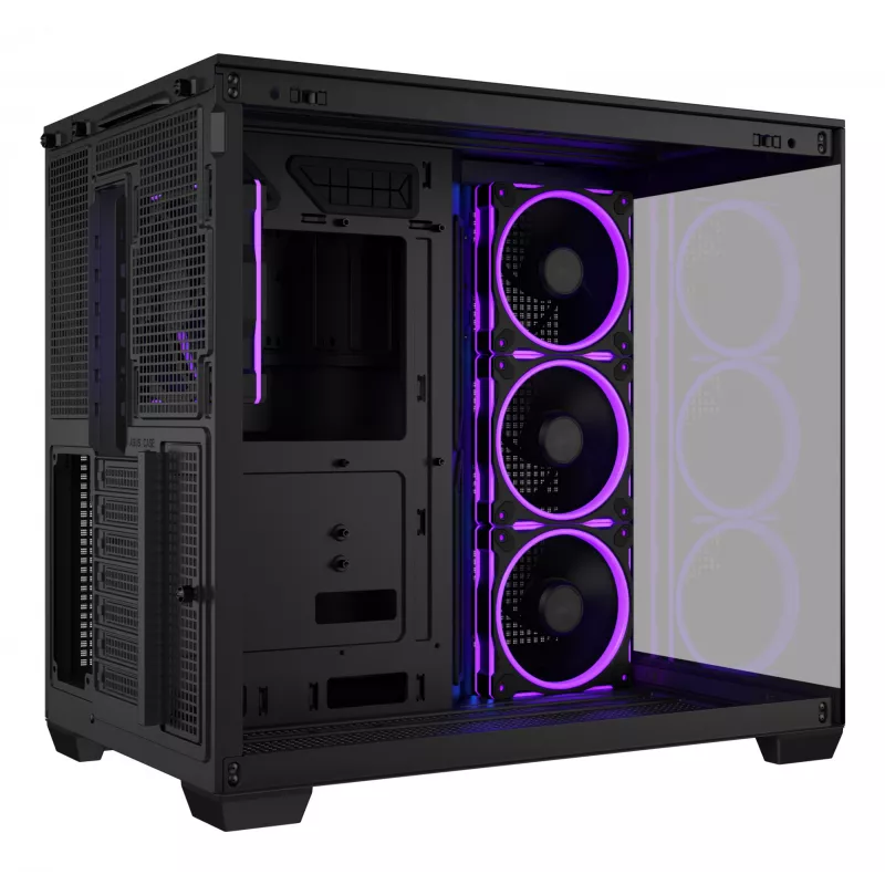 PC-Gehäuse ASUS A32 PLUS ATX, schwarz — gehärtetes Glas, RGB-Lüfter, USB-C, unterstützt ATX/Micro-ATX/Mini-ITX