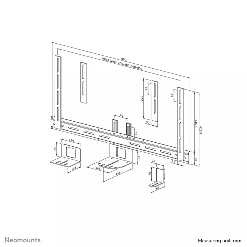 Neomounts AV50-500BL PTZ/UC-Kameraregal-Kit 43-110 Zoll - VESA - max. 5 kg - universell