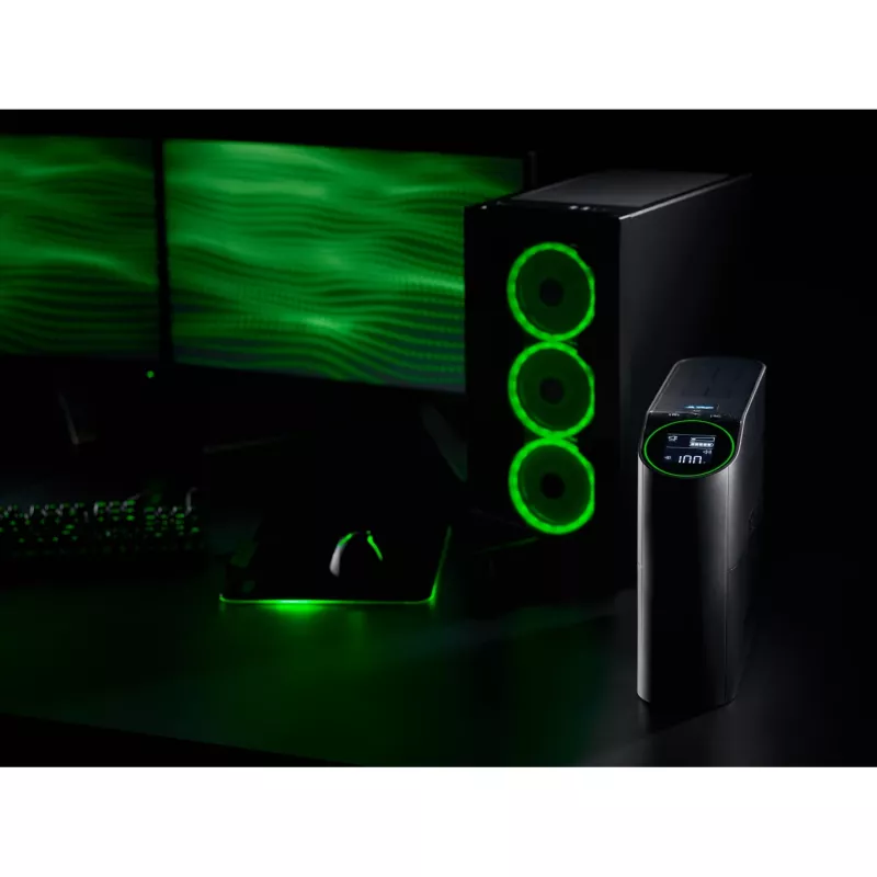 APC Back-UPS Pro, 2200VA/1320W, Tower, 230V, 4x Schuko- und 2x IEC C13-Ausgänge, RGB-Beleuchtung, reine Sinuswelle, Arctic (Weiß)