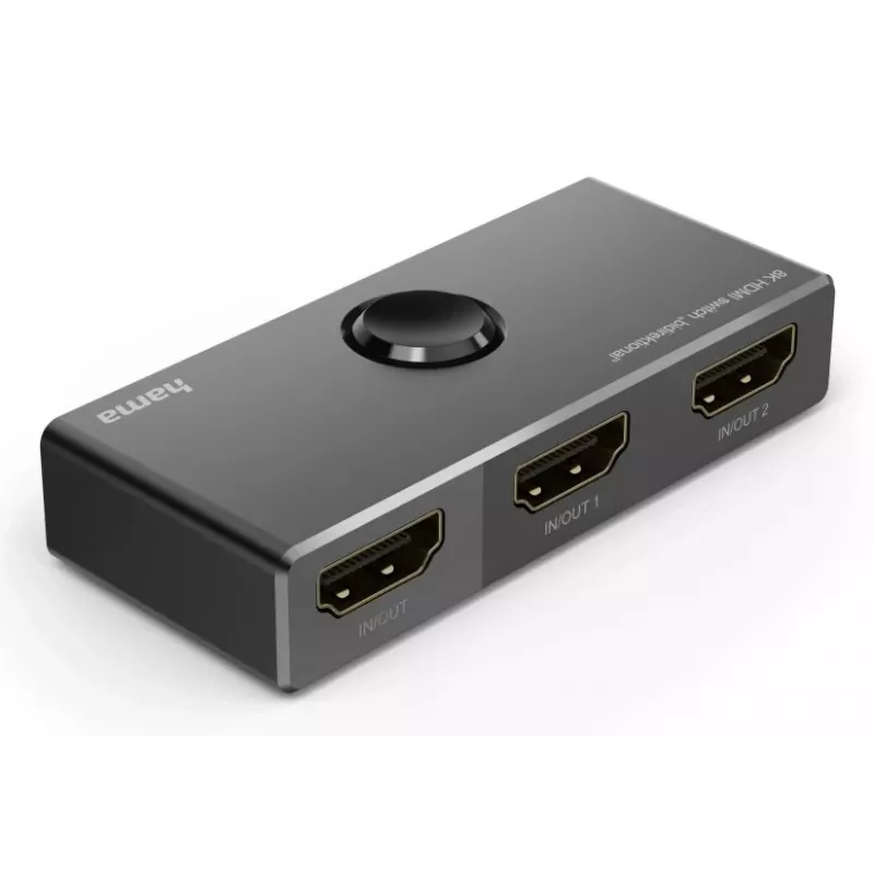 HAMA 8K HDMI Bidirektionaler Umschalter — 1 Eingang auf 2 Ausgänge / 2 Eingänge auf 1 Ausgang, Modell 00205324