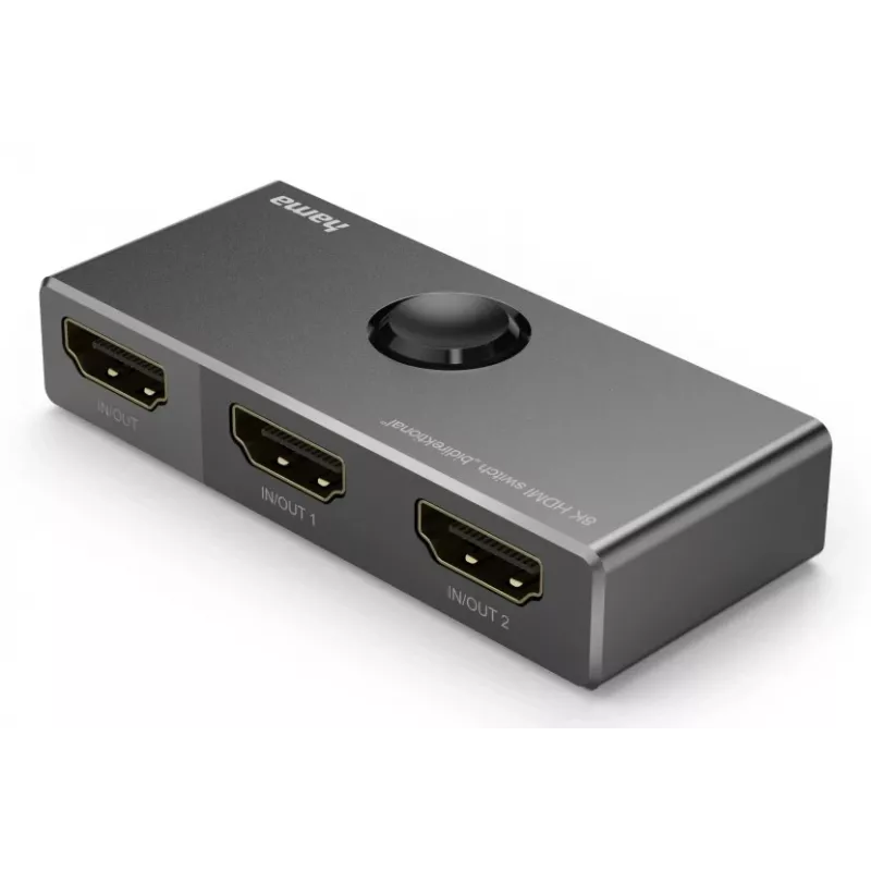 HAMA 8K HDMI Bidirektionaler Umschalter — 1 Eingang auf 2 Ausgänge / 2 Eingänge auf 1 Ausgang, Modell 00205324