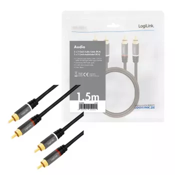 Audio-Kabel LogiLink CA1203 1,5 m 2x Cinch Schwarz