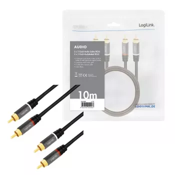 Audiokabel LogiLink CA1209 10m 2xRCA Schwarz