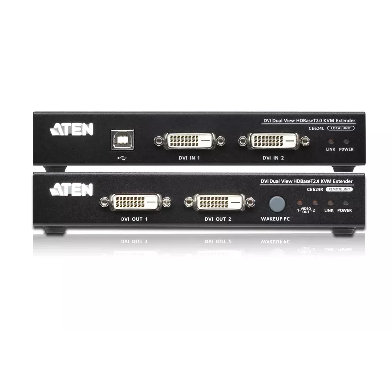 ATEN USB 2.0 DVI Dual View HDBaseT 2.0 KVM-Extender mit Audio und RS232 (150 m)