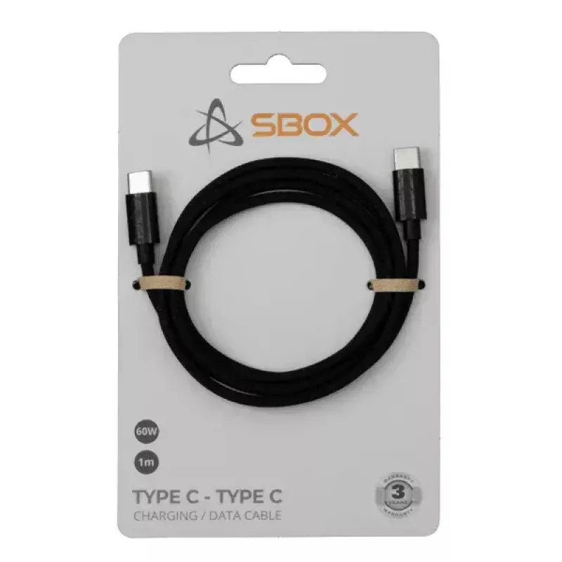 SBOX KABEL USB TYP C -> USB TYP C M/M 1M Schwarz 60W