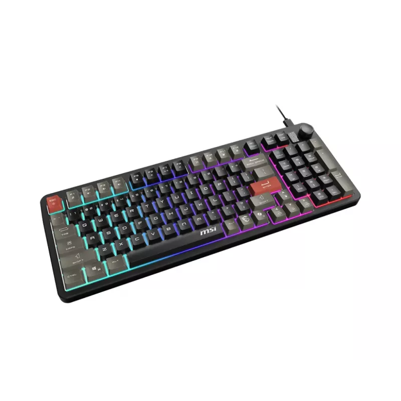 Tastatur MSI Forge GK110 – Full-Size (100 %), USB kabelgebunden, QWERTY US-Englisch, Membran, RGB-Hintergrundbeleuchtung, 97 Tasten, Schwarz