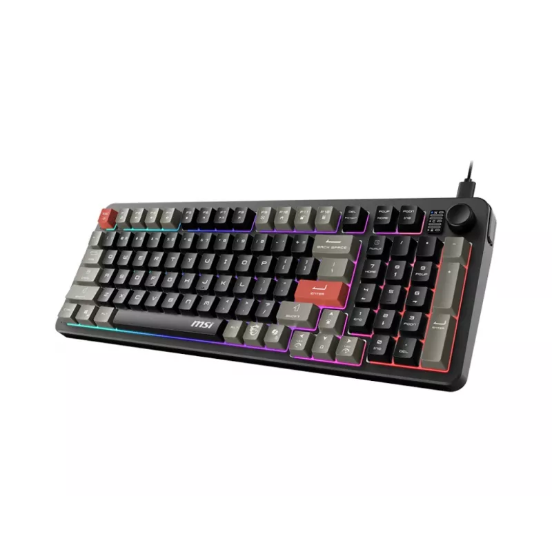 Tastatur MSI Forge GK110 – Full-Size (100 %), USB kabelgebunden, QWERTY US-Englisch, Membran, RGB-Hintergrundbeleuchtung, 97 Tasten, Schwarz
