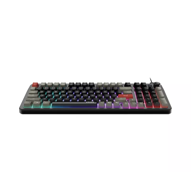 Tastatur MSI Forge GK110 – Full-Size (100 %), USB kabelgebunden, QWERTY US-Englisch, Membran, RGB-Hintergrundbeleuchtung, 97 Tasten, Schwarz