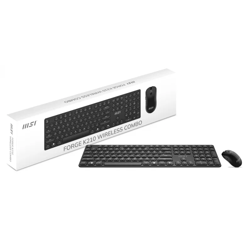 MSI FORGE K210 WIRELESS COMBO Tastatur Maus enthalten Home/Office USB QWERTY US English Schwarz
