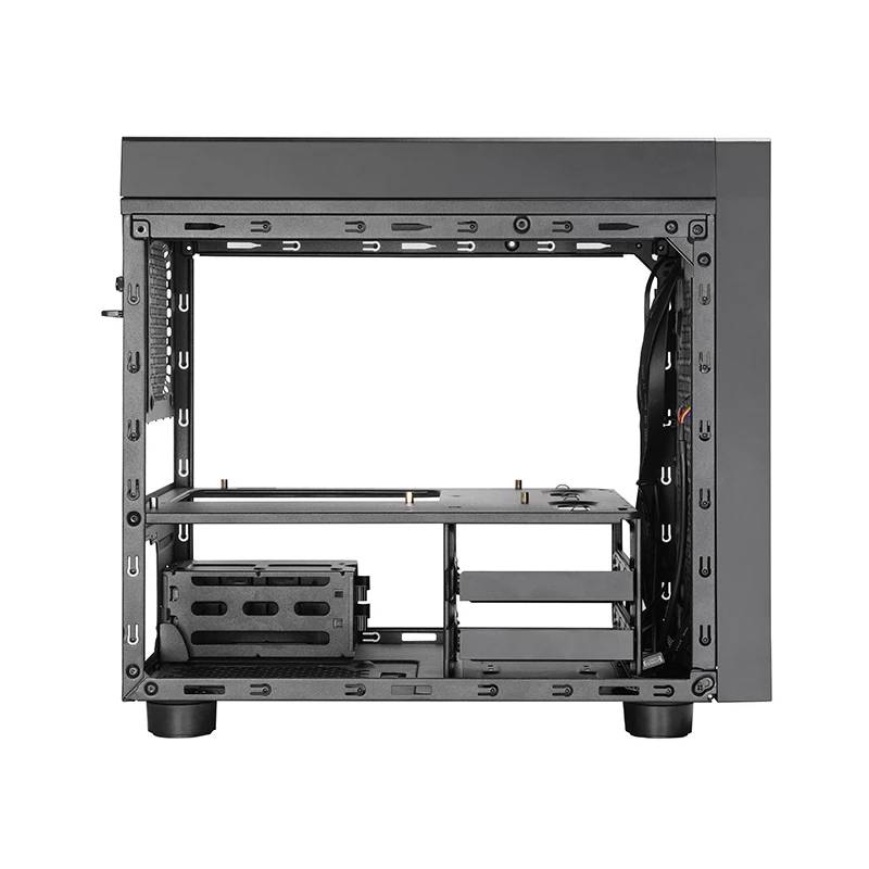 Computergehäuse CHIEFTEC CI-03B-OP Cube Schwarz — Cube-Formfaktor, unterstützt Micro ATX/Mini-ITX, 2x 3,5 Zoll + 2x 2,5 Zoll, 1x 200-mm-Frontlüfter
