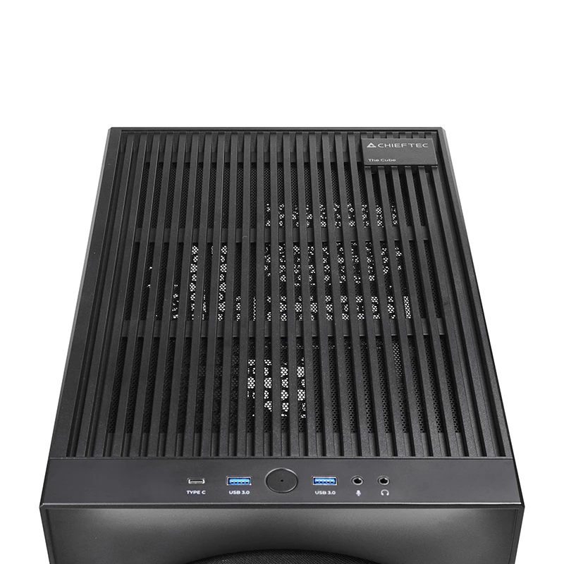 Computergehäuse CHIEFTEC CI-03B-OP Cube Schwarz — Cube-Formfaktor, unterstützt Micro ATX/Mini-ITX, 2x 3,5 Zoll + 2x 2,5 Zoll, 1x 200-mm-Frontlüfter