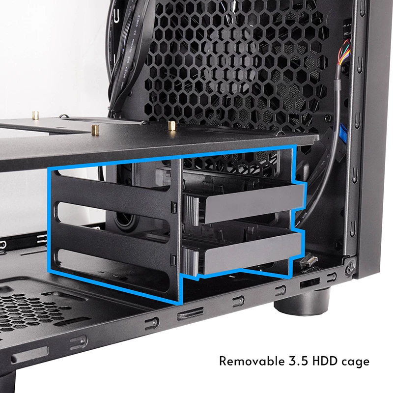 Computergehäuse CHIEFTEC CI-03B-OP Cube Schwarz — Cube-Formfaktor, unterstützt Micro ATX/Mini-ITX, 2x 3,5 Zoll + 2x 2,5 Zoll, 1x 200-mm-Frontlüfter