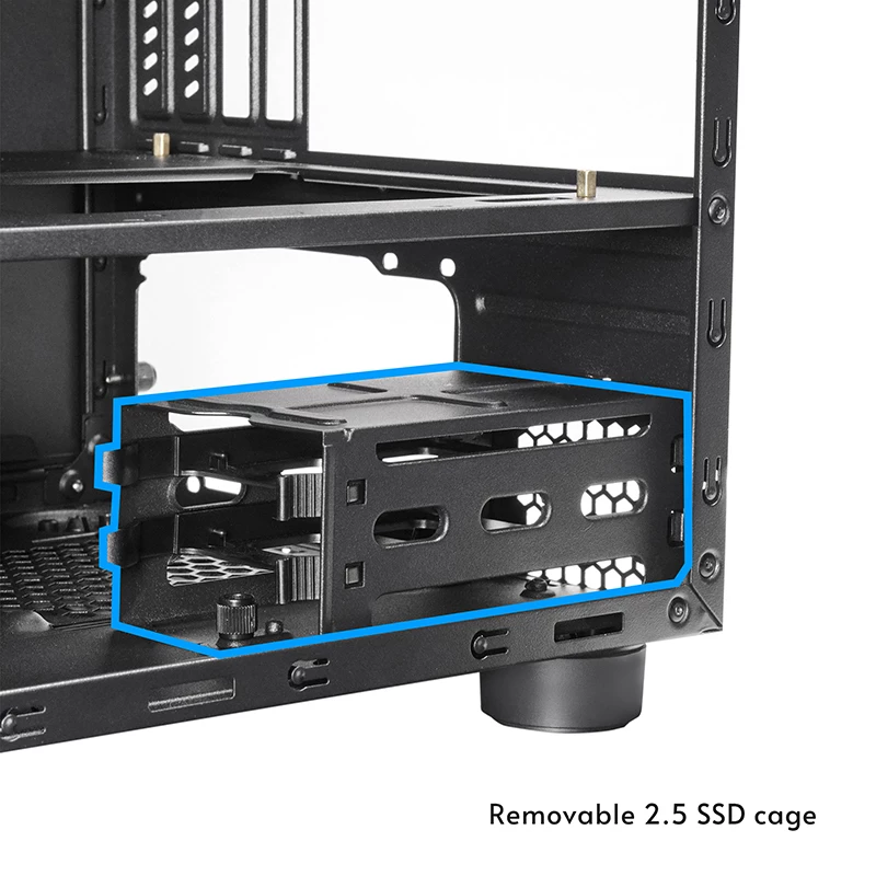 Computergehäuse CHIEFTEC CI-03B-OP Cube Schwarz — Cube-Formfaktor, unterstützt Micro ATX/Mini-ITX, 2x 3,5 Zoll + 2x 2,5 Zoll, 1x 200-mm-Frontlüfter