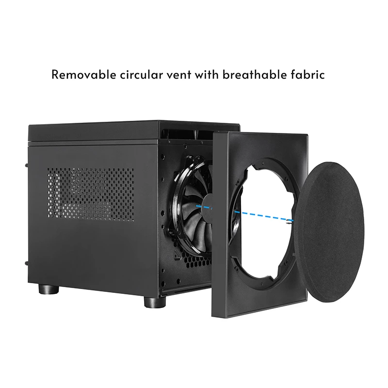 Computergehäuse CHIEFTEC CI-03B-OP Cube Schwarz — Cube-Formfaktor, unterstützt Micro ATX/Mini-ITX, 2x 3,5 Zoll + 2x 2,5 Zoll, 1x 200-mm-Frontlüfter