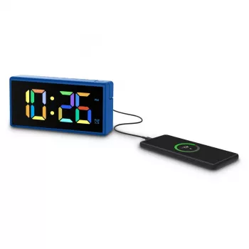 Digitaler Wecker Hama Ibiza Blau LCD Batterie USB 150x34x73mm
