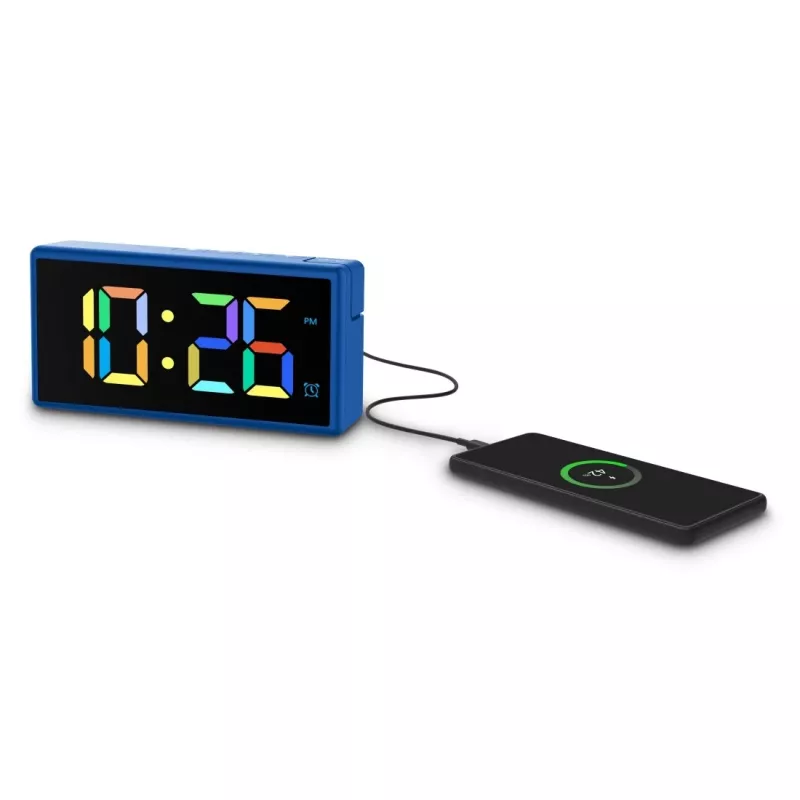 Digitaler Wecker Hama Ibiza Blau LCD Batterie USB 150x34x73mm
