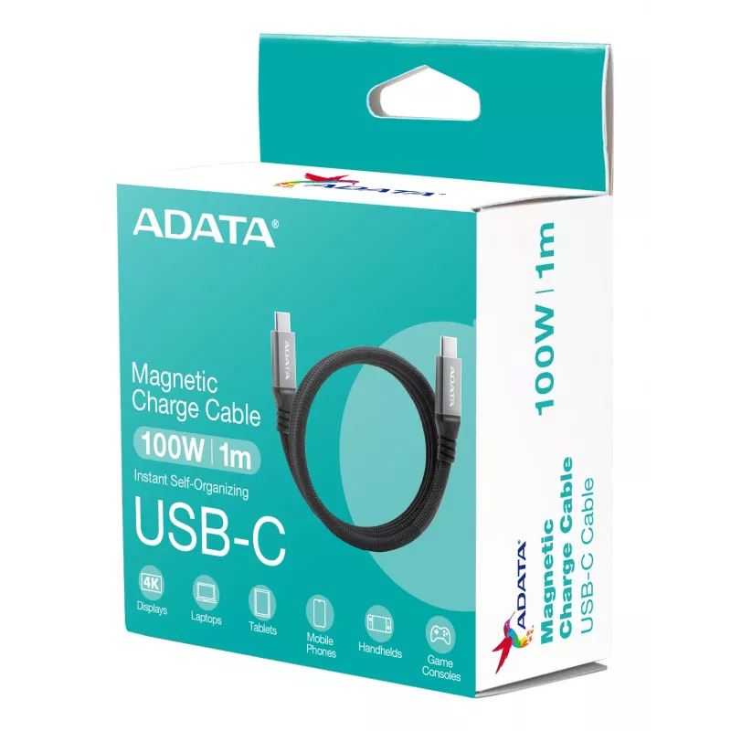 USB C auf USB C Datenkabel ADATA CACCU3-100W-100AN-BK — USB 3.2 Gen 2 (10 Gbit/s), 1 m, Schwarz