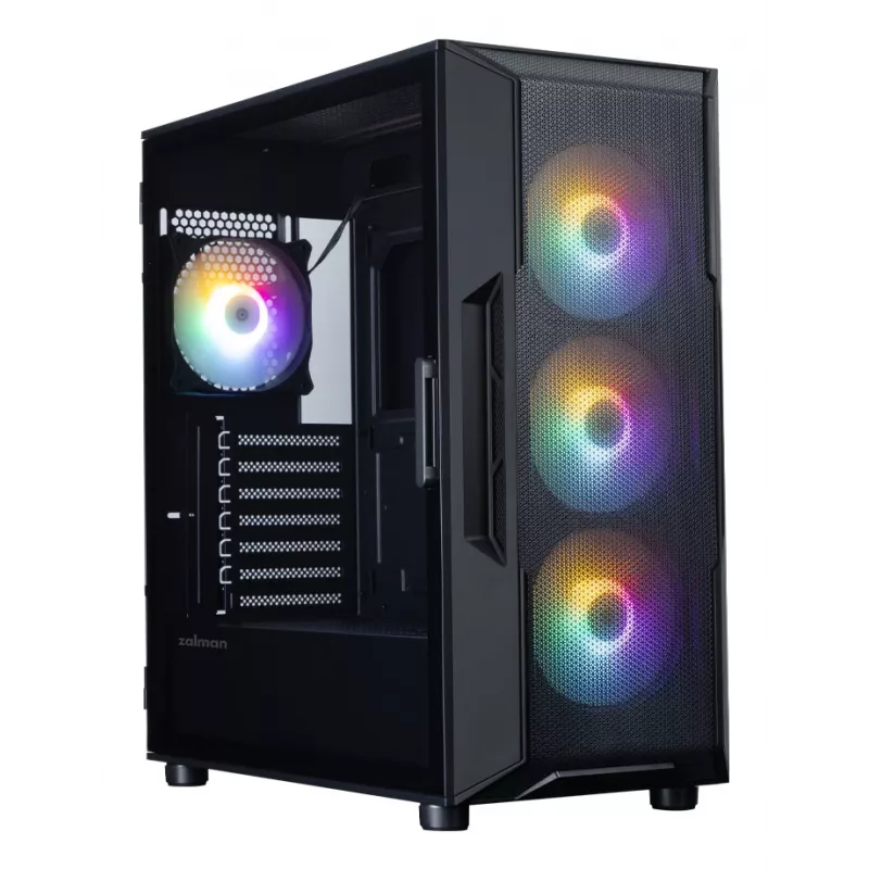 ZALMAN Mid-Tower-PC-Gehäuse I3 NEO V2, schwarz, 4x RGB-Lüfter, ATX/microATX-Unterstützung