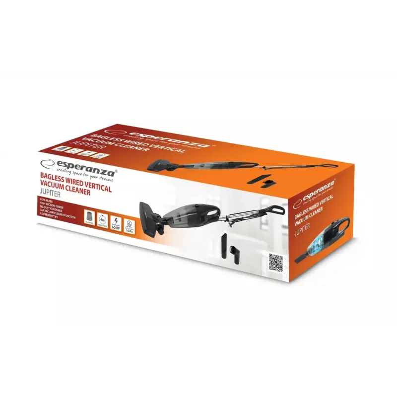 Staubsauger ESPERANZA EHV101K — 600 W, 0,8 L, kabelgebunden, elektrische Bürste, 4 m Kabel