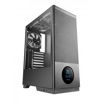 TACENS Computergehäuse 2SAGITTA20 Midi Tower, gehärtetes Glas, ATX/Micro-ITX/Mini-ITX, 1x3,5 Zoll + 2x2,5 Zoll, LED, Lüfter vorinstalliert