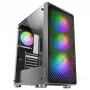 Mars Gaming MC-F Schwarz, ATX Gaming Semitower, Gehärtetes Glas Seitenfenster, Metall-Mesh-Front, 4x 120mm ARGB-Lüfter
