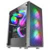 Mars Gaming MC-F Schwarz, ATX Gaming Semitower, Gehärtetes Glas Seitenfenster, Metall-Mesh-Front, 4x 120mm ARGB-Lüfter