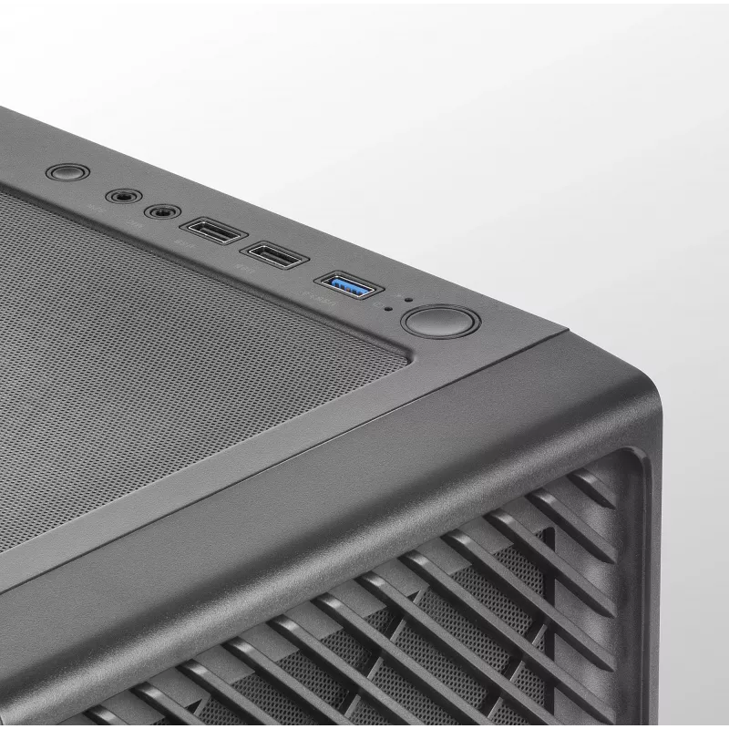 Mars Gaming MC-F Schwarz, ATX Gaming Semitower, Gehärtetes Glas Seitenfenster, Metall-Mesh-Front, 4x 120mm ARGB-Lüfter