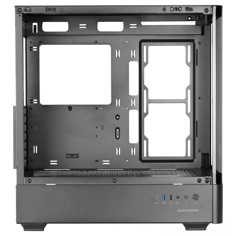 PC-Gehäuse TACENS Mars Gaming MCLCDPRO Midi Tower – Schwarz, IPS 7,2 Zoll Display, Netzteil unten, ATX/Micro‑ATX/Mini‑ITX Unterstützung