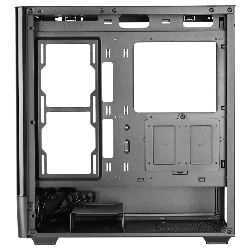 PC-Gehäuse TACENS Mars Gaming MCLCDPRO Midi Tower – Schwarz, IPS 7,2 Zoll Display, Netzteil unten, ATX/Micro‑ATX/Mini‑ITX Unterstützung