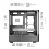 PC-Gehäuse TACENS Mars Gaming MCLCDPRO Midi Tower – Schwarz, IPS 7,2 Zoll Display, Netzteil unten, ATX/Micro‑ATX/Mini‑ITX Unterstützung