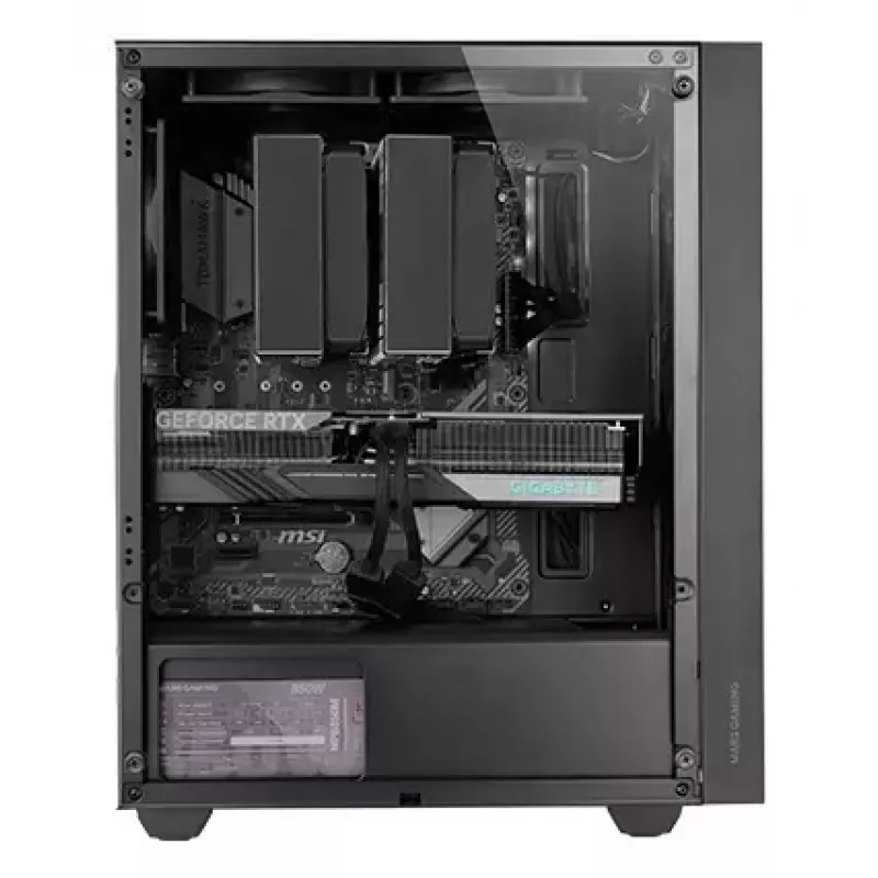 PC-Gehäuse TACENS Mars Gaming MC-PMAX Midi Tower — ATX/Micro-ATX/Mini-ITX, 3x120 mm vorne, 1x120 mm hinten, 2x3,5-Zoll- & 2x2,5-Zoll-Schächte, Schwarz