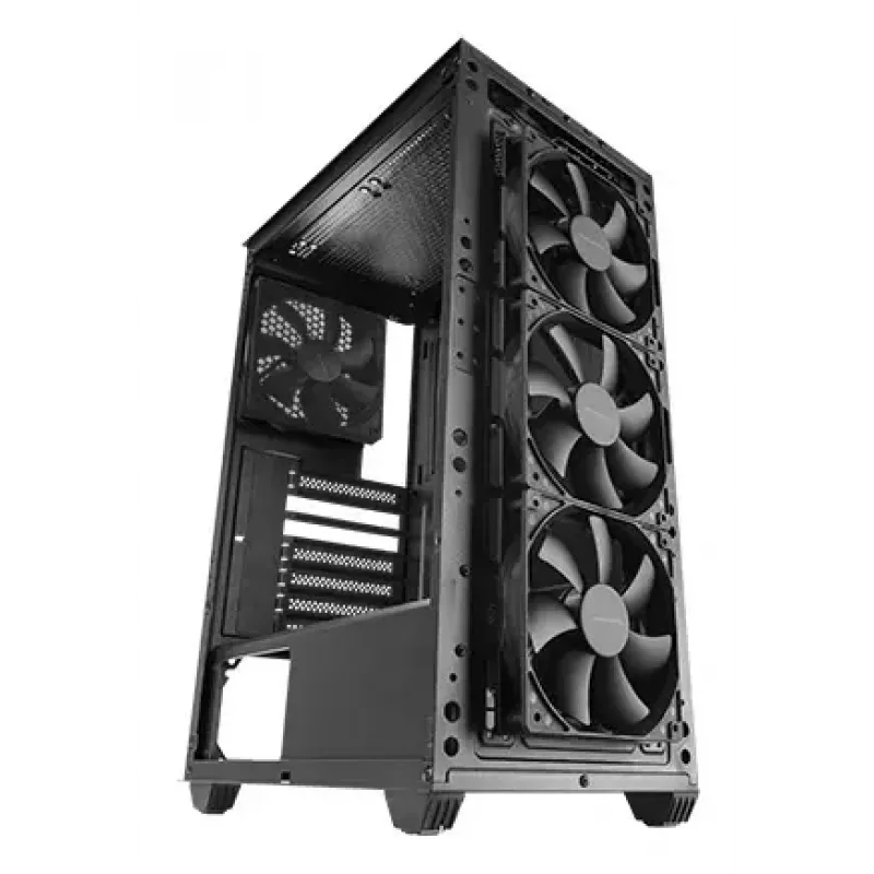 PC-Gehäuse TACENS Mars Gaming MC-PMAX Midi Tower — ATX/Micro-ATX/Mini-ITX, 3x120 mm vorne, 1x120 mm hinten, 2x3,5-Zoll- & 2x2,5-Zoll-Schächte, Schwarz