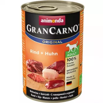 Nassfutter für Hunde animonda GranCarno Original Rind & Huhn 400 g Dose, getreidefrei, ausgewachsen