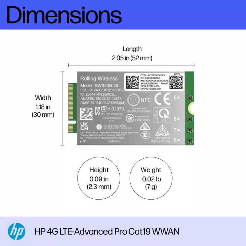 HP 4G LTE-Advanced Pro Cat19 WWAN Internes Wireless-Modul B8BD3AA