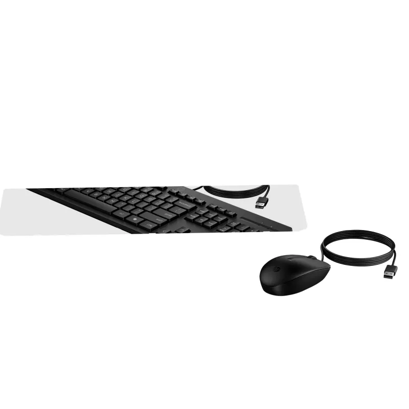 HP 225 Kabelgebundenes Maus- und Tastatur-Set, Vollformat, USB, Schwarz
