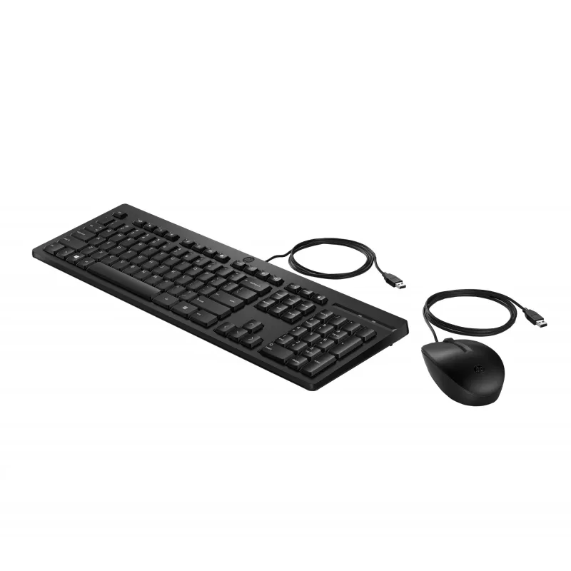 HP 225 Kabelgebundenes Maus- und Tastatur-Set, Vollformat, USB, Schwarz