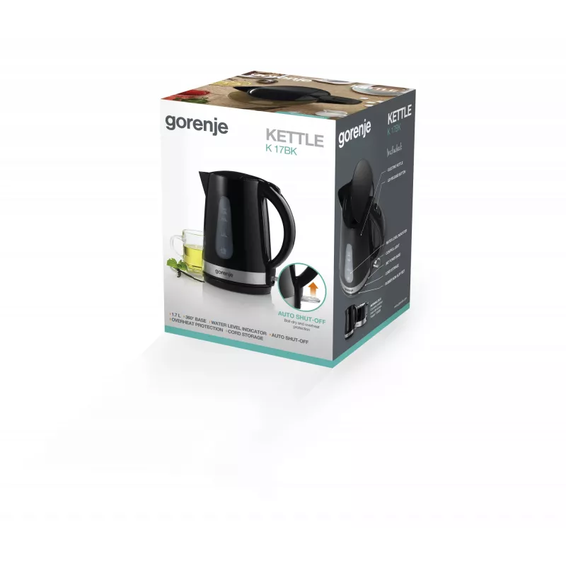 Wasserkocher Gorenje K17BK — 1,7 L, 2200 W, Schwarz
