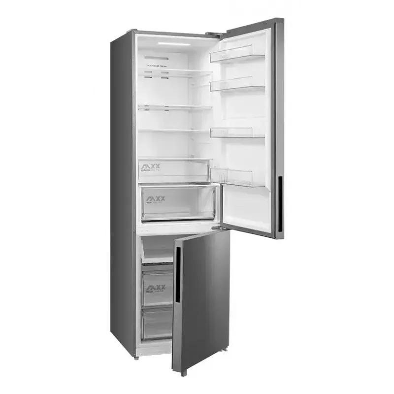 Freistehende Kühl-Gefrierkombination Midea MDRB600MME46, 443 L gesamt, 313 L Kühlschrank (No Frost), 130 L Gefrierschrank, Klasse E, Edelstahl