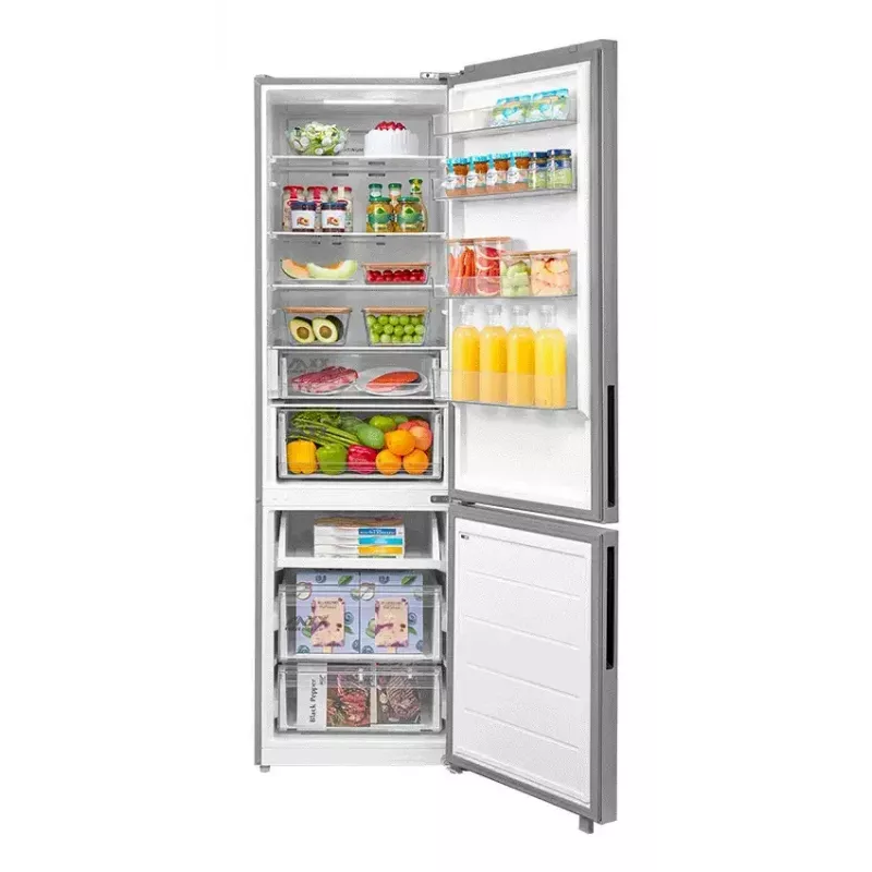 Freistehende Kühl-Gefrierkombination Midea MDRB600MME46, 443 L gesamt, 313 L Kühlschrank (No Frost), 130 L Gefrierschrank, Klasse E, Edelstahl