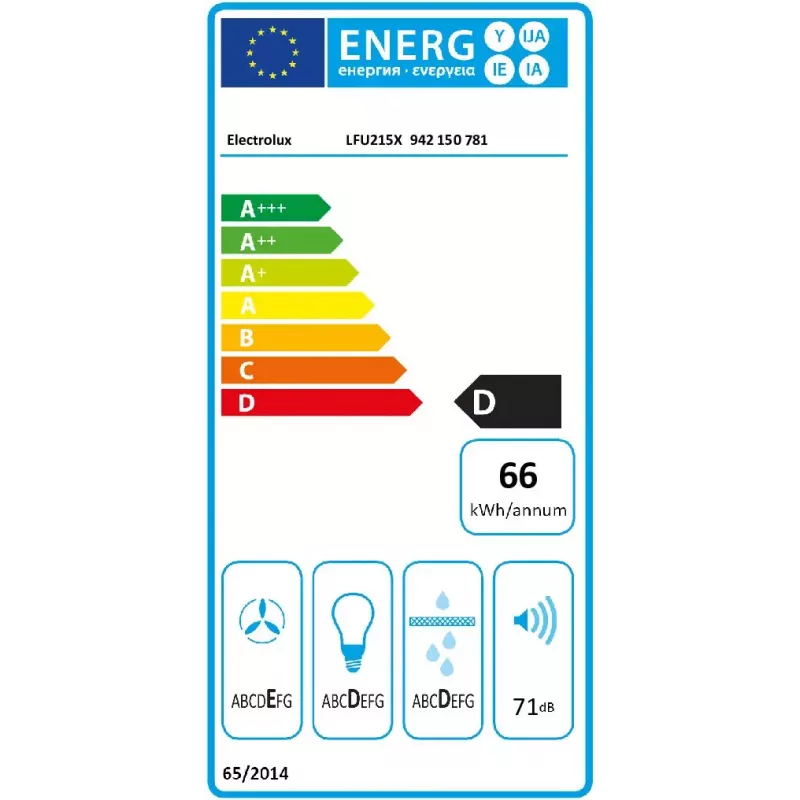 Unterbau-Dunstabzugshaube Electrolux LFU215X, Edelstahl, 498×132–510 mm, 3 Geschwindigkeiten, 272 m³/h, Aluminium-Fettfilter