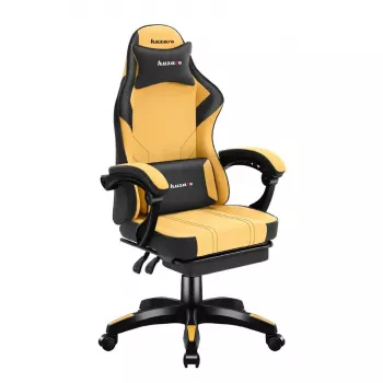 Gaming-Stuhl huzaro Force 3.7 — ergonomischer High-Back-Drehsessel, gelbe Sitzfläche, verstellbare Armlehnen, Höhe 107,5–116,5 cm