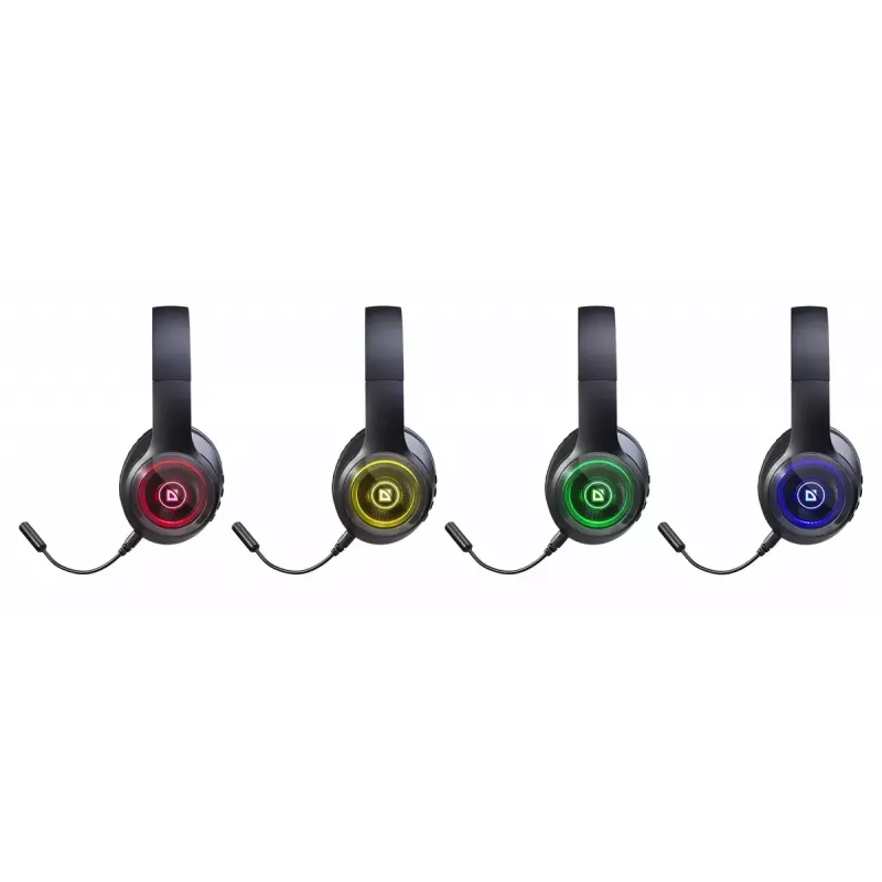 Headset DEFENDER FreeMotion B400 — kabelgebunden & kabellos, USB-C, AUX, geschlossene supraaurale Kopfhörer, 20–20000 Hz, 118 dB, LED-Hintergrundbeleuchtung, schwarz