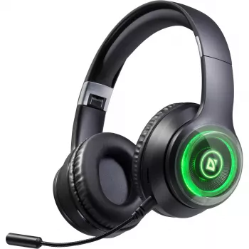 Headset DEFENDER FreeMotion B400 — kabelgebunden & kabellos, USB-C, AUX, geschlossene supraaurale Kopfhörer, 20–20000 Hz, 118 dB, LED-Hintergrundbeleuchtung, schwarz