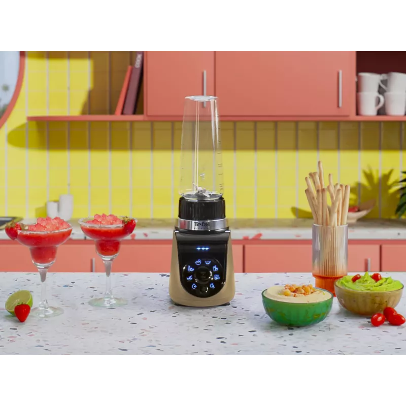 Tischmixer Tefal Blend Up BL190AF0 — 0,85-L-Schüssel, 1000 W, 6-flügeliger Powelix, Impuls, Eiscrush (Transparent/Schwarz/Beige)