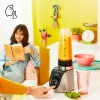 Tischmixer Tefal Blend Up BL190AF0 — 0,85-L-Schüssel, 1000 W, 6-flügeliger Powelix, Impuls, Eiscrush (Transparent/Schwarz/Beige)