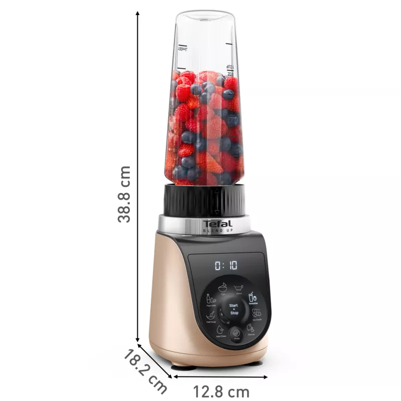 Tischmixer Tefal Blend Up BL190AF0 — 0,85-L-Schüssel, 1000 W, 6-flügeliger Powelix, Impuls, Eiscrush (Transparent/Schwarz/Beige)