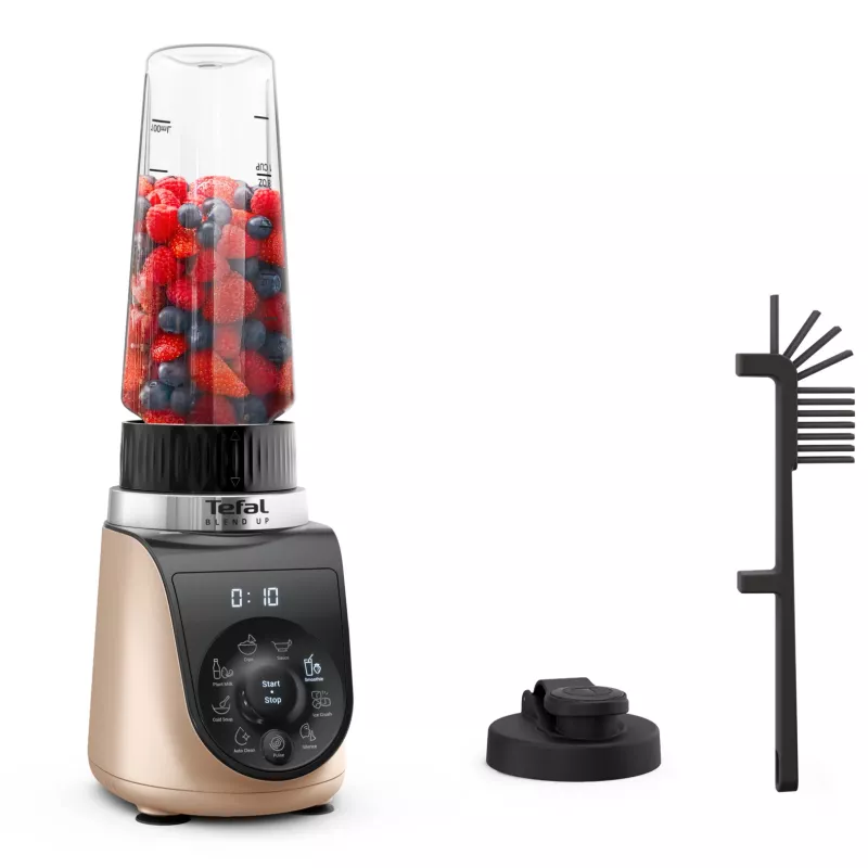 Tischmixer Tefal Blend Up BL190AF0 — 0,85-L-Schüssel, 1000 W, 6-flügeliger Powelix, Impuls, Eiscrush (Transparent/Schwarz/Beige)