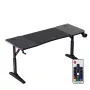 Gaming-Schreibtisch huzaro Hero 4.6 RGB — schwarze rechteckige Tischplatte 1600×600 mm, Höhe 560–790 mm, H-Beine, RGB-Beleuchtung