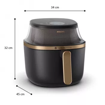 Heißluftfritteuse Philips 3000 Series NA342/00 — 7,2 L, 2000 W, 16 Programme, Touch-Bedienung, Schwarz Gold